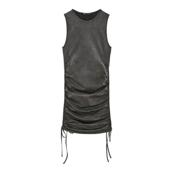 ZARA | Gray Anthracite | RUCHED SEAMLESS DRESS - Picture 2 of 7
